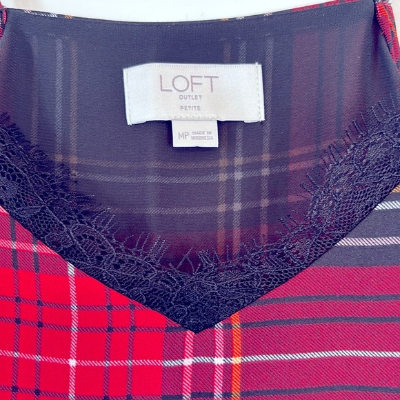 LOFT Plaid Lace-Trim Camisole Tank Top - Picture 3 of 5